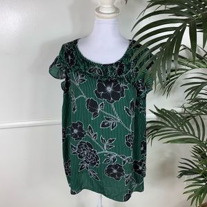 City Chic Green Floral Top Womens Plus 18